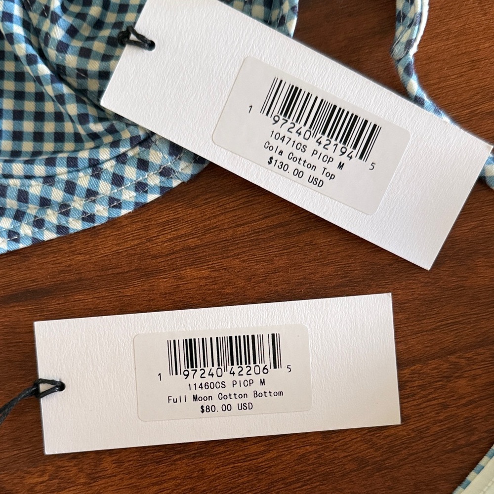 Frankie's Bikinis NWT Blue and White Gingham Bikini - Picture 3 of 3